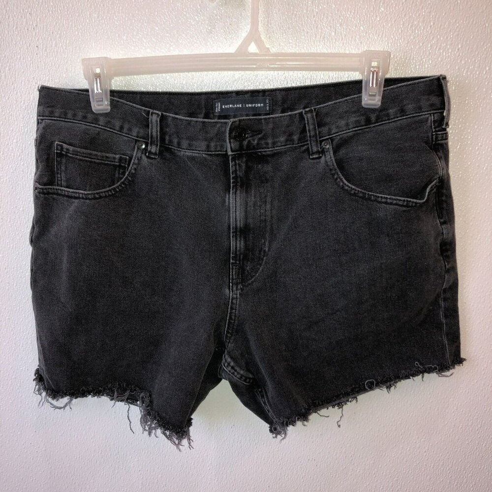 Everlane Uniform Womens Size 16 Black Medium Wash Cut Off Denim Jean Shorts - Picture 4 of 9